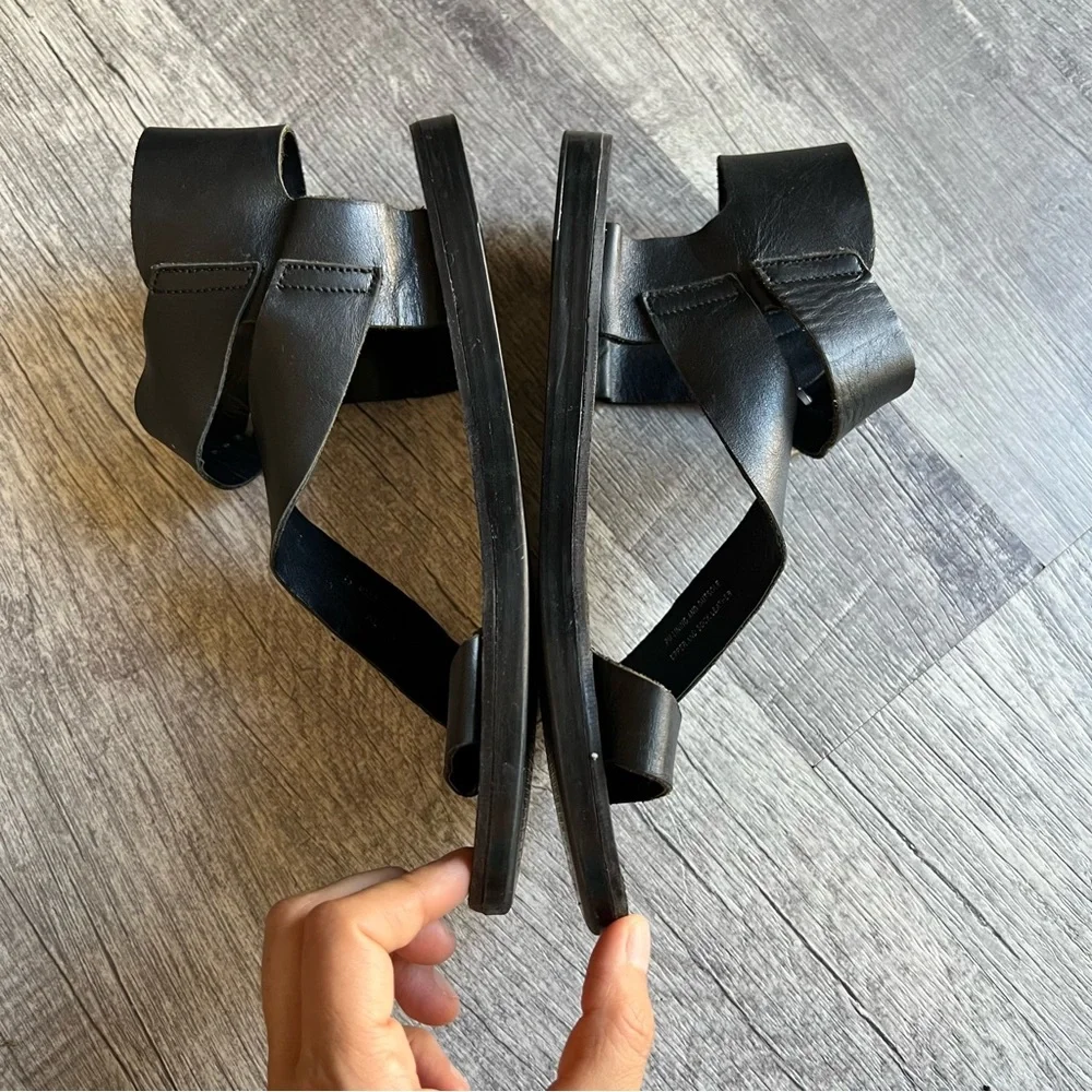 Steve Madden Alyza Black Leather Ankle Strap Sandals Italy Women’s Size 38 - Picture 2 of 8